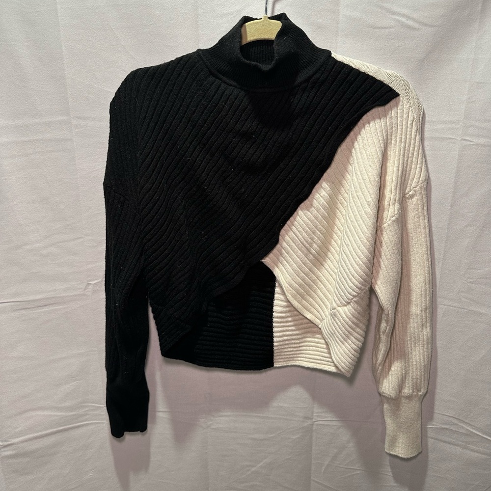Express Black and White Front Cross Over Sweater Size XXS